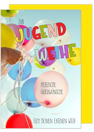 Edition Seidel Premium Glückwunschkarte zur Jugendweihe mit Umschlag. Jugendweihekarte Karte mit Spruch Grusskarte Ballon Luftballon Junge Mädchen (JW137 SW024)