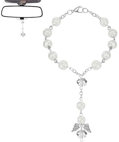 Mrltau Rosenkranz Zum Schutzengel, Rückspiegel Anhänger, Guardian Angel, Auto Deko Innenraum, Glücksbringer, Autozubehör, Schutzengel Geschenk