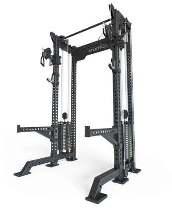Atletica R8-Bradley | Kabeldragstation | Dubbel kabeldragstation med 2 x 90 kg sidoviktblock | Mycket stabil och platsbesparande storlek, kort