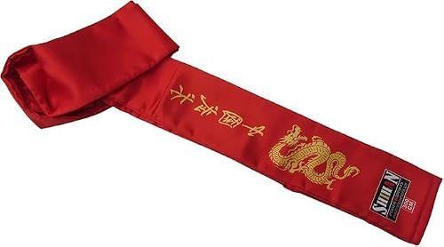 SHIHAN POWER SPORTS Banda de Kung Fu roja con estampado de dragón dorado satinado de 300 cm para hombres y mujeres, cinturón de monje shaolin, kung fu, artes marciales, karate, taekwondo, para