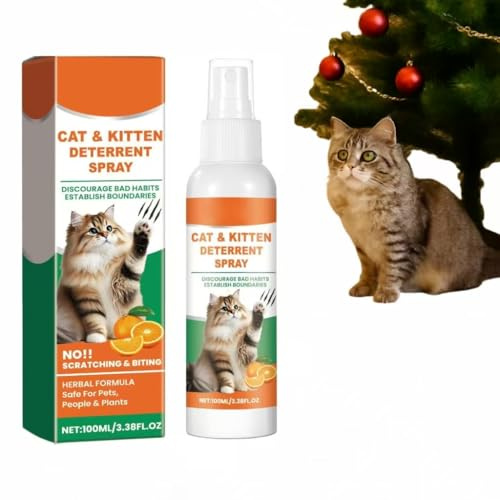 Cat Repellent Spray 100ML – Natural Cat Deterrent Spray for Indoor & Outdoor Use, Safe No-Stain Formula to Protect Furniture, Plants, Carpet, Garden & Doors