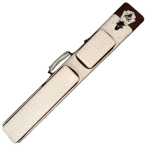 KONLLEN 2x4 Leather Pool Cue Case, Genuine Cowhide Billiards Cue Stick Case with Multi-Pockets & Adjustable Shoulder Strap, Heavy Duty Cue Carrier