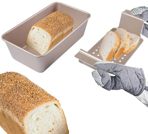 Teglia per pagnotta – 22,9 x 12,7 cm antiaderente con vassoio di scarico, da forno lavabili in lavastoviglie, teglie per pane fatto in casa, teglia da forno per toast in oro rosa da cucina