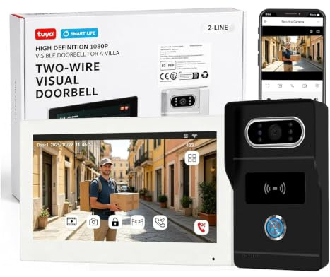 OBO HANDS Videoportero 2 Hilos WiFi 7 Tuya con Apertura Remota | Pantalla 7 IPS, Cámara 1080p Visión Nocturna, Instalación 2 Hilos, Apertura App/RFID/Pantalla, 32GB Local, IP55