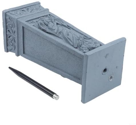 Glewi Jarrón de resina para cementerio con estaca, soporte de flores conmemorativas de ángel gris, decoración de tumba de jardín resistente de 15.1 pulgadas para recuerdo al aire libre