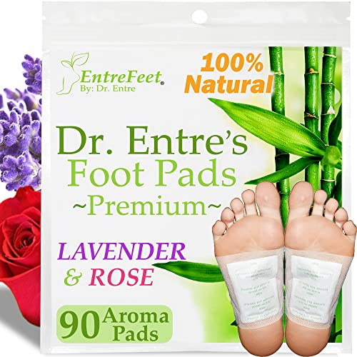 Dr. Entre's Almohadillas para los pies: aplicar, limpiar y dormir mejor | Fórmula orgánica de limpieza de lavanda y rosa | Eliminación de impurezas, alivio del dolor y el estrés | Paquete de 90