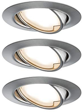 Paulmann 93421 Luminaria empotrable LED Base, redonda, incl. 3x5 W, foco empotrable, acero mate, Spot, metal, lámpara empotrable 3000 K