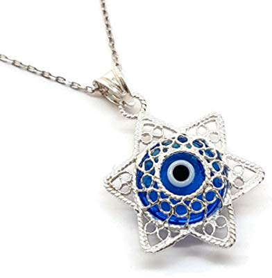 MYSTIC JEWELS By Dalia - Collar Filigrana con Ojo Turco Plata de Ley 925 (Estrella de David)