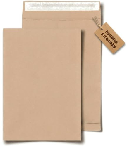 Pochettes pliantes KK Verpackungen en DIN B4 | 10 pièces, 250x353x40 mm, sacs d'expédition pliables autocollants 130 g/m² pli de 4 cm | Enveloppes d'expédition pour les envois