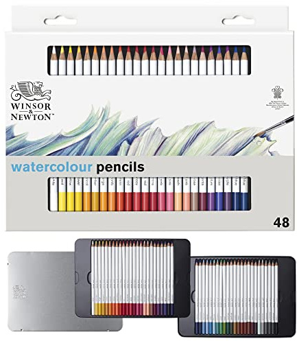 Winsor & Newton 0490057 exakta akvarellpennor i set, 48 levande färger, högkvalitativa konstnärspigment för färgstark målning i flera lager, högsta färgbriljans