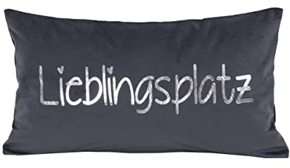 Moon Dekokissen Kuschelkissen ca. 30x50 cm in Samt-Optik mit Lieblingsplatz - anthrazit/Silber