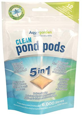Aquagarden Clean Pond Pods, Limite Les boues du Bassin, Rend l’Eau du Robinet sûre, réduit la fréquence de Nettoyage du Filtre, Plantes saines, stabilise Le pH, Paquet de 12