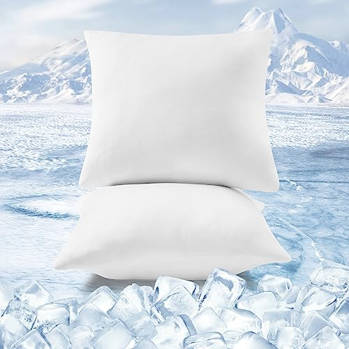 Laneetal 2er Set kühlender Kissenbezug 40x40 cm, Kopfkissenbezug mit Arc-Chill Kühlfasern, atmungsaktive weiche Kissenhülle, Haar- und hautschonend, Weiß