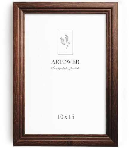 Artower® Bilderrahmen Vintage Braun Holz Rahmen für 10 x 15 cm | Posterrahmen Groß Collage | Picture Frame Vintage Brown Wood 10x15 cm | Retro Schmal Bilderrahmen | Braun Poster Rahmen
