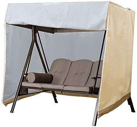 Funda para Balancin de Jardin, Impermeable 3 Plazas Funda Columpio Jardin Exterior, para Columpio de jardín, Resistente al Viento, Resistente al desgarro (3 Plazas Beige - 220*125*170cm)