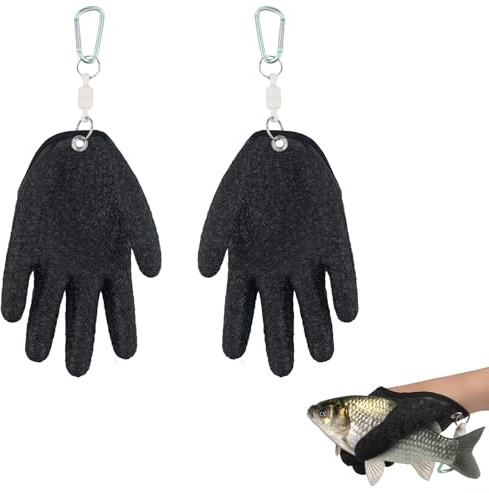 NQEUEPN 2 Guantes de Pesca para Hombre, Guantes Profesionales para Pescar con Liberación Magnética Guantes Antideslizantes Resistentes a Pinchazos para Capturar, Manipular y Limpiar