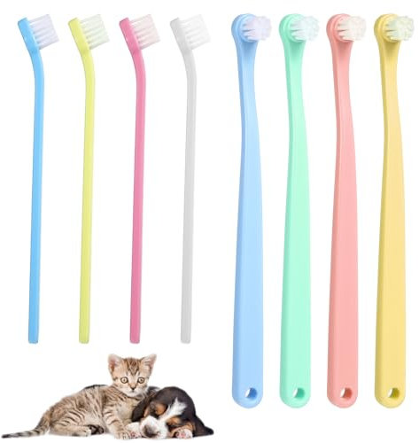 TIESOME 8 Stück Hundezahnbürste, Katzen Zahnbürste, Zahnbürste Hund Klein, Hunde Zahnbürste für Kleine Hunde, Zahnbürste für Hunde, Tragbar und Einfach zu Verwenden, Weiche Borsten,