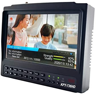 KOROBIE Buscador de satélite, medidor de señal, Medidor de buscador de satélite KPT-736HD DVB-S2+HEVC H2.65 4K para Ajustar la Antena parabólica de TV