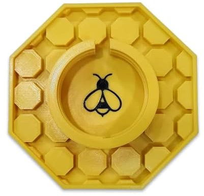 Bee Watering Dish, 3D Printed Bee Water Feeder for Garden, Bees Feeding Bowl for Mason Jar, Hexagonal Shallow Reservoir to Prevent Drowning, Mesh Dish Beehive Apiary Accessory Beekeeper Tools (A)
