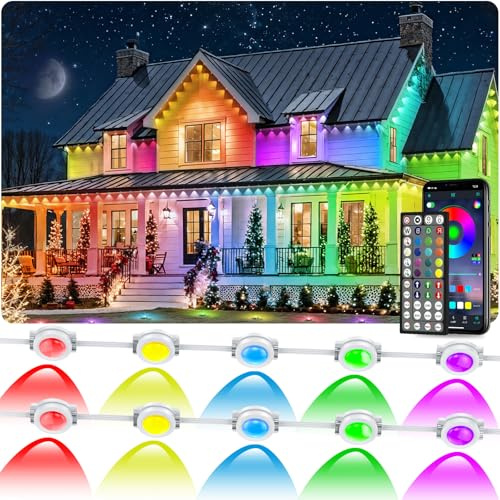 CETELUMA 300FT Permanent Outdoor RGB Lights, IP67 Waterproof Smart Eave Lighting, with App/Remote Control Eaves Light, DIY LED Scenes Modes for House Roof Decor,Christmas,Party