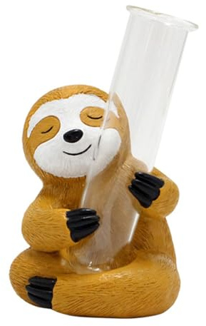 Sloth Test Tube Vase | Cute Synthetic Material Flower Vase for Home Decor/Desk Decor/Presents | Cartoon Animal Crafts with Test Tube Holder