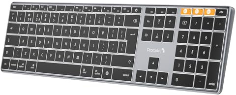 ProtoArc Teclado inalámbrico retroiluminado para Mac, teclado Bluetooth de aluminio K110-A, multidispositivo, perfil bajo, escritura silenciosa fluida, recargable, para MacBook Pro/Air, Mac mini, iPad