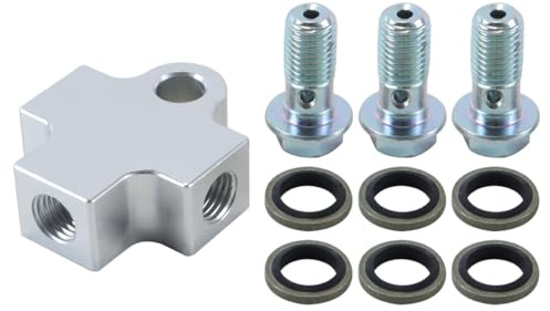 Gurtt Conector en T para manguera de línea de freno hidráulico de motocicleta, adaptador de 3 vías con tornillo banjo M10