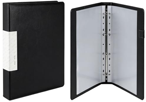 A4 Portfolio Folder with Ring Binder, Professional Presentation Display Book Folder PU Leather with Document Folder 40 Plastic Sleeves Conference Folder for Office School Business Interview &Meeting
