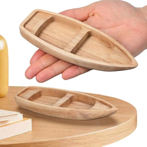 SHINEOFI Wooden Miniature Boat Ornament Handcrafted Canoe Model, Khaki | Rustic Boat Model DIY Unfinished Sailboat for Nautical Home Office Decor, Coastal Style, Zen Garden Tray Unique SailingGifts