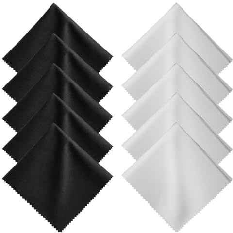 10PCS Glasses Cleaning Cloth, 14.5×17cm Black and Grey Spectacle Cleaning Cloth, Microfibre Material for Eyeglasses Camera Lenses Phone Screens and Laptop Displays