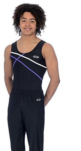 The Zone Atlas Boy's/Men's Sleeveless Gymnastics Leotard 32 Black/Purple/White