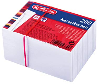 Herlitz 50019397 Karteikarte A8, weiß, 170g/M2, 200 Stück Eingeschweißt (1)