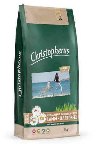 Christopherus Getreidefreies Trockenfutter leichte Kost für ausgewachsene Hunde mit Übergewicht oder geringer Aktivität, Alleinfutter für Hunde, Lamm + Kartoffel, 12 kg