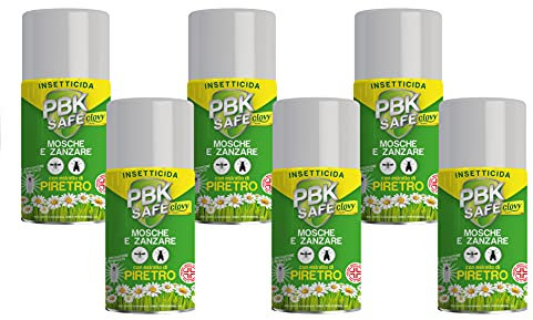 PBK SAFE Clovy Home INSETTICIDA AEROSOL con PIRETRO NATURALE stop a MOSCHE E ZANZARE 1 PEZZO (6 BOMBOLE)