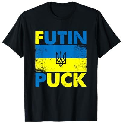 Futin Puck Funny Putin Pun Humor Ukraine Flag T-Shirt