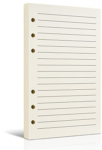 A6 Refillable Paper for 6-Ring Binders, Planner, Traveller Journal, Notebook, Dairy - 7mm Ruled Filler Paper Insert, 80 Sheets 160 Pages, Lined