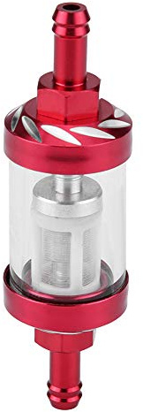 Bränslefilter bensinfilter metallglas inline-bensinfilter inline-oljefilter motorcykeloljefilter 8 mm gängersättningsfilter för motorcyklar (röd)