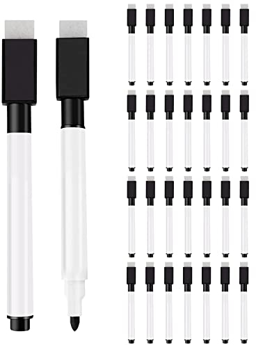 KHDULQ 30 Stück Folienstift Abwischbar Schwarz, Whiteboard Marker Schwarz Whiteboard Stifte Abwischbar Tafelstifte Abwischbar, for Home School Office Whiteboard Pinnwand Marker