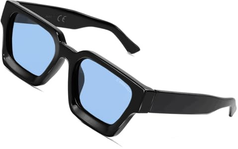 SHEEN KELLY Gafas de Sol Retro Gruesas Rectangulares Gruesas Mujer Hombre Moderna Montura Estrecha Cuadrada Tortie Negra Moda Años 90