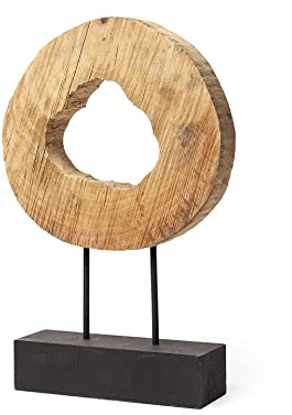 HomeRoots Petite Natural Wood Disc Sculpture