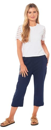 kraftd Womens Capri Trousers Ladies Three-Quarter 3/4 Cropped Pants UK Ladies Stretch Pull-On Trousers