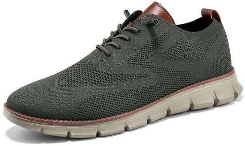 Wearbreeze - Tenis Oxford Casuales de Negocios para Hombre, Zapatos de Vestir Ligeros con Cordones para el Trabajo, Viajes y Viajes Diarios, Verde, 49 EU
