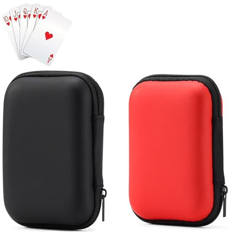 2 Stück Spielkarten Etui, Spielkarten Box,Aufbewahrungsbox für Karten,Spielkarten Aufbewahrungstasche, Mini Reise Kartenetui, Schützt Karten Vor Feuchtigkeit, für Leicht Zu Tragen (Schwarz und Rot)