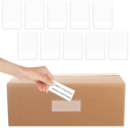 100 Stück Visitenkartentaschen Selbstklebend Wasserdichte Etikettenträger 4 x 6 cm Selbstklebend Visitenkartenhüllen Durchsichtige Etikettenhalter für Aktenschrank Schulbibliothek