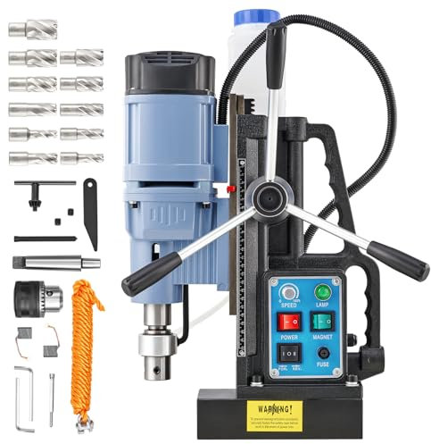 ZELCAN 1950W Taladro Magnético con 11 Brocas, Taladro Magnetico Profesional con Fuerza de 13900N, Diámetro Máx. 50 mm, 650 rpm, Control de Velocidad Continua y Reversa para Superficies Metálicas