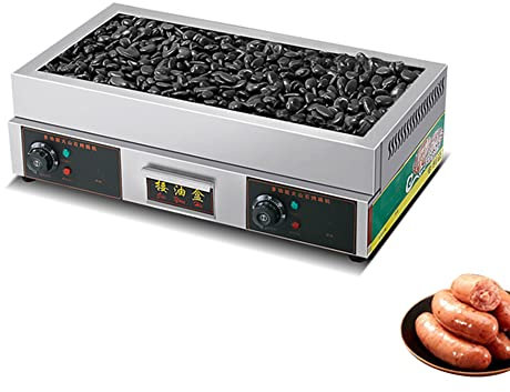 DLAZUM Máquina Comercial para Hacer Perritos Calientes con Piedra volcánica pequeña, Calentador para Perritos Calientes con Piedra pequeña, conducción rápida del Calor en la encimera, máquina de ba