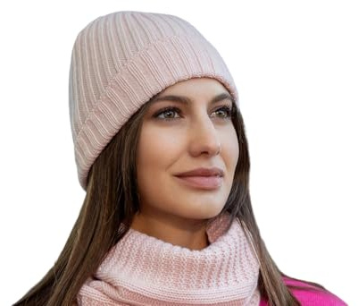 Blandad kashmirmössa herr dam tillverkad i Italien mössa halsduk mössa kashmir vinter mössa unisex merinoull svart grå vit beige varm en storlek pashmina, Rosenröd, one size