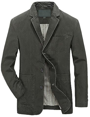 TDEOK herr slim fit denim kavaj casual business fritid 3 knappar kostymjacka flera fickor blazer stora storlekar fritidsjacka klassisk jeansjacka för vardag, sport, klubb, Ag, L