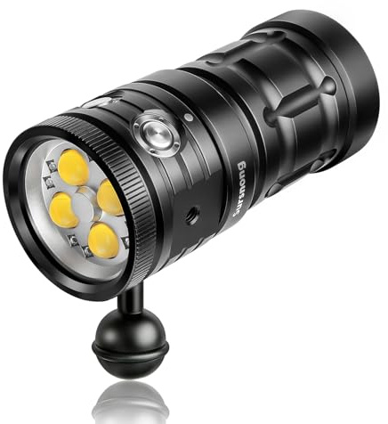 Starshine SX 8500 Lumens dykljus - Professionellt undervattensvideoljus med 95 CRI, 5500K vitt ljus, USB-C uppladdningsbart, för dykning/undervattensfotografering (IP68 vattentät, 100m djup)