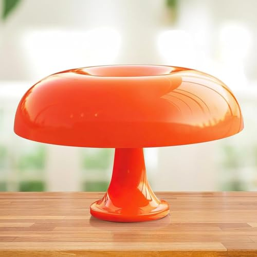 Pilz Tischlampe Orange LED Mushroom Lampe Tischleuchte Nachttischlampe mit Kabel 3000K/4000K/6000K Pilz Lampe Nachtlicht Deko Moderne Schreibtischlampe für Wohnzimmer Schlafzimmer, mit 4 Glühbirne
